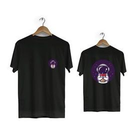 Hero Tasarım BLL1848 Siyah Space Drink Ön Arka Baskılı Erkek T-shirt