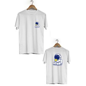 Hero Tasarım BLL1853 Beyaz Yıldız Sevilmesi Ön Arka Baskılı Erkek T-shirt
