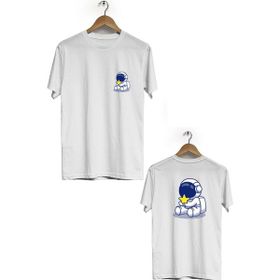 Hero Tasarım BLL1853 Beyaz Yıldız Sevilmesi Ön Arka Baskılı Erkek T-shirt