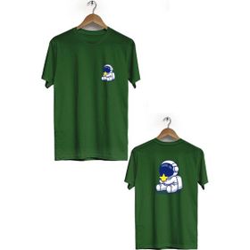 Hero Tasarım BLL1853 Haki Yıldız Sevilmesi Ön Arka Baskılı Erkek T-shirt
