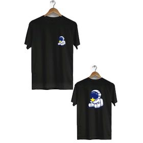 Hero Tasarım BLL1853 Siyah Yıldız Sevilmesi Ön Arka Baskılı Erkek T-shirt