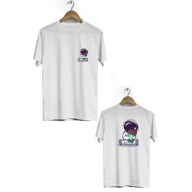 Hero Tasarım BLL1856 Beyaz Space Coffee Ön Arka Baskılı Erkek T-shirt