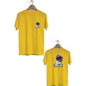 Hero Tasarım BLL1856 Sarı Space Coffee Ön Arka Baskılı Erkek T-shirt
