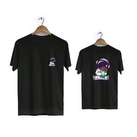 Hero Tasarım BLL1856 Siyah Space Coffee Ön Arka Baskılı Erkek T-shirt