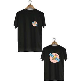 Hero Tasarım BLL1858 Siyah Uydu Ön Arka Baskılı Erkek T-shirt
