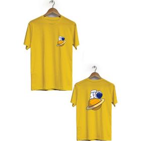 Hero Tasarım BLL1860 Sarı Saturn Ön Arka Baskılı Erkek T-shirt