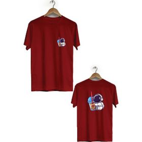 Hero Tasarım BLL1863 Bordo Space Drink Ön Arka Baskılı Erkek T-shirt