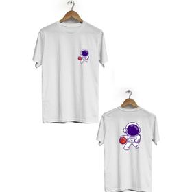 Hero Tasarım BLL1866 Beyaz Space Basketball Ön Arka Baskılı Erkek T-shirt