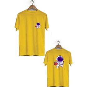 Hero Tasarım BLL1866 Sarı Space Basketball Ön Arka Baskılı Erkek T-shirt