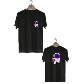 Hero Tasarım BLL1866 Siyah Space Basketball Ön Arka Baskılı Erkek T-shirt