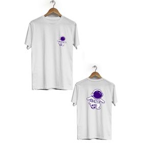 Hero Tasarım BLL1868 Beyaz Space Football Ön Arka Baskılı Erkek T-shirt