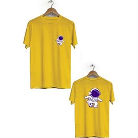 Hero Tasarım BLL1868 Sarı Space Football Ön Arka Baskılı Erkek T-shirt