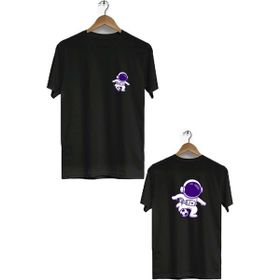 Hero Tasarım BLL1868 Siyah Space Football Ön Arka Baskılı Erkek T-shirt