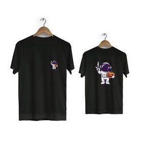 Hero Tasarım BLL1869 Beyaz Space Hallowen Ön Arka Baskılı Erkek T-shirt