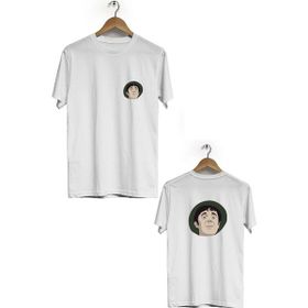 Hero Tasarım BLL187 Beyaz Halit Akçatepe Ön Arka Baskılı Bisiklet Yaka Kısa Kollu Erkek T-shirt