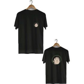 Hero Tasarım BLL187 Siyah Halit Akçatepe Ön Arka Baskılı Bisiklet Yaka Kısa Kollu Erkek T-shirt