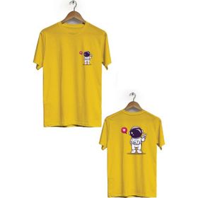Hero Tasarım BLL1871 Sarı Space Peace Ön Arka Baskılı Erkek T-shirt