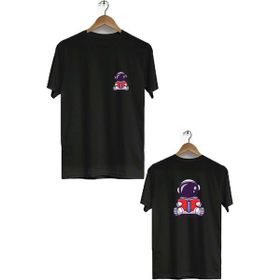 Hero Tasarım BLL1874 Siyah Uzayda Kitap Ön Arka Baskılı Erkek T-shirt