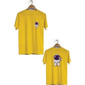 Hero Tasarım BLL1877 Sarı Uzay İçeceği Ön Arka Baskılı Bisiklet Yaka Erkek T-shirt
