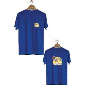 Hero Tasarım BLL1882 Lacivert Uzaya Gidiş Ön Arka Baskılı Bisiklet Yaka Erkek T-shirt