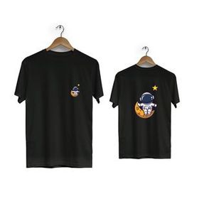 Hero Tasarım BLL1896 Beyaz Uçan Yıldız Balonu Ön Arka Baskılı Erkek T-shirt