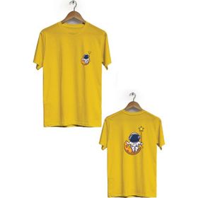 Hero Tasarım BLL1896 Sarı Uçan Yıldız Balonu Ön Arka Baskılı Erkek T-shirt
