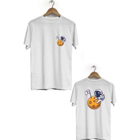 Hero Tasarım BLL1899 Beyaz Mars Sarılması Ön Arka Baskılı Bisiklet Yaka Kısa Kollu Erkek T-shirt