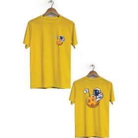 Hero Tasarım BLL1899 Sarı Mars Sarılması Ön Arka Baskılı Bisiklet Yaka Erkek T-shirt