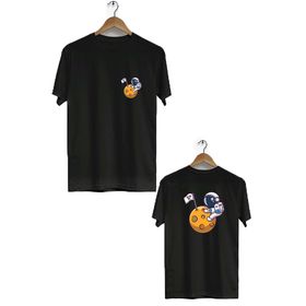 Hero Tasarım BLL1899 Siyah Mars Sarılması Ön Arka Baskılı Bisiklet Yaka Erkek T-shirt