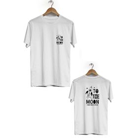 Hero Tasarım BLL1900 Beyaz To The Moon Ön Arka Baskılı Bisiklet Yaka Kısa Kollu Erkek T-shirt