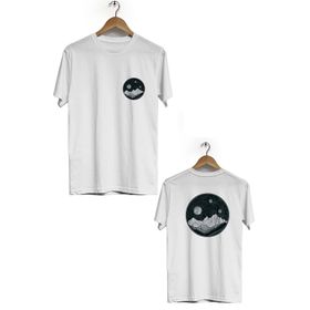Hero Tasarım BLL1904 Beyaz Mars Ön Arka Baskılı Bisiklet Yaka Erkek T-shirt