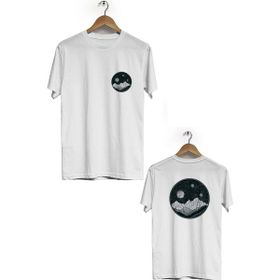 Hero Tasarım BLL1904 Beyaz Mars Ön Arka Baskılı Bisiklet Yaka Erkek T-shirt