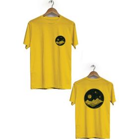 Hero Tasarım BLL1904 Sarı Mars Ön Arka Baskılı Bisiklet Yaka Erkek T-shirt