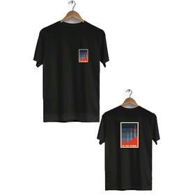 Hero Tasarım BLL1906 Siyah To The Stars Ön Arka Baskılı Erkek T-shirt