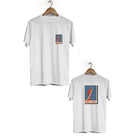 Hero Tasarım BLL1907 Beyaz Space Flight Ön Arka Baskılı Erkek T-shirt