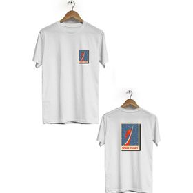 Hero Tasarım BLL1907 Beyaz Space Flight Ön Arka Baskılı Erkek T-shirt