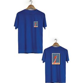 Hero Tasarım BLL1907 Lacivert Space Flight Ön Arka Baskılı Erkek T-shirt