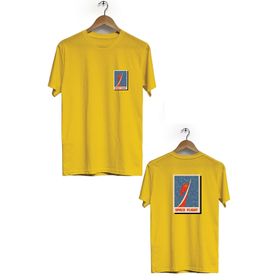 Hero Tasarım BLL1907 Sarı Space Flight Ön Arka Baskılı Erkek T-shirt