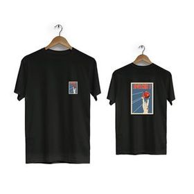 Hero Tasarım BLL1908 Siyah Sputnik Ön Arka Baskılı Bisiklet Yaka Erkek T-shirt