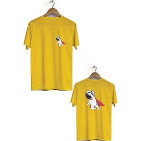 Hero Tasarım BLL1917 Sarı Uzay Kahramanı Ön Arka Baskılı Erkek T-shirt