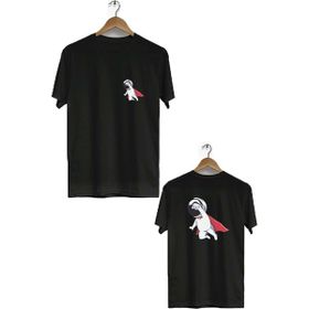 Hero Tasarım BLL1917 Siyah Uzay Kahramanı Ön Arka Baskılı Bisiklet Yaka Kısa Kollu Erkek T-shirt