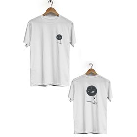 Hero Tasarım BLL1926 Beyaz Uzaya Tırmanış Ön Arka Baskılı Erkek T-shirt