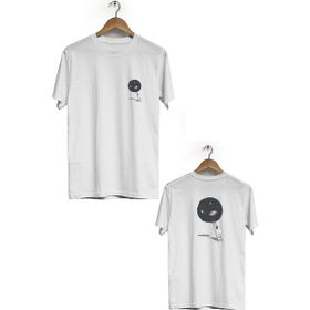 Hero Tasarım BLL1926 Beyaz Uzaya Tırmanış Ön Arka Baskılı Erkek T-shirt