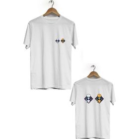 Hero Tasarım BLL1974 Beyaz Uzaylı Ön Arka Baskılı Bisiklet Yaka Erkek T-shirt