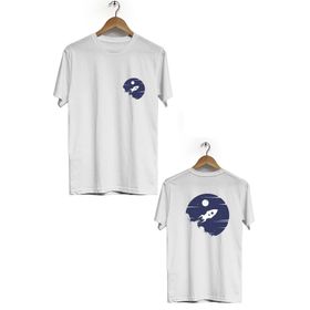 Hero Tasarım BLL1980 Beyaz Uzay Mekiği Ön Arka Baskılı Erkek T-shirt