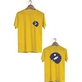 Hero Tasarım BLL1980 Sarı Uzay Mekiği Ön Arka Baskılı Erkek T-shirt