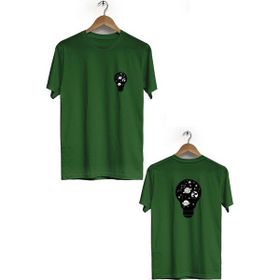 Hero Tasarım BLL1981 Haki Uzay Ön Arka Baskılı Bisiklet Yaka Erkek T-shirt