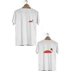 Hero Tasarım BLL1983 Beyaz Mars Ön Arka Baskılı Bisiklet Yaka Erkek T-shirt