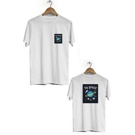Hero Tasarım BLL1984 Beyaz To Space Ön Arka Baskılı Bisiklet Yaka Kısa Kollu Erkek T-shirt