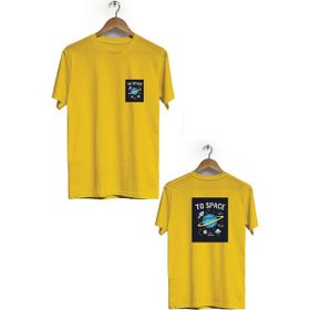 Hero Tasarım BLL1984 Sarı To Space Ön Arka Baskılı Erkek T-shirt